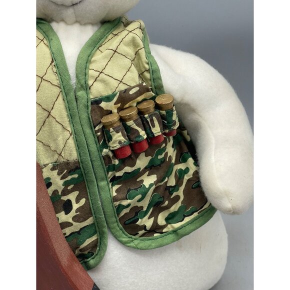 Christmas hunter plush standing snowman figurine decor white green camo READ - Picture 2 of 11